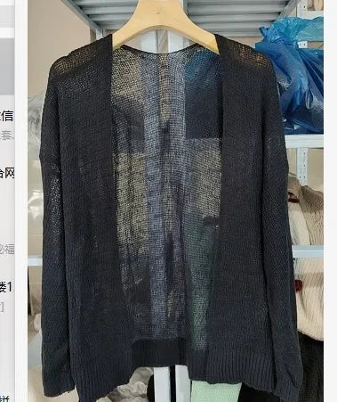 Women's Y2K Korean Cropped Cardigan - Loose Knit Summer Cover-Up for Beach Outfits & Casual Layers