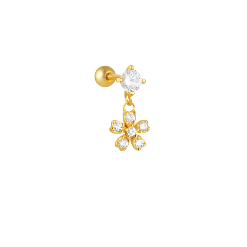 Aide 925 Sterling Silver 1pc Geometry Multi Piercing Stud Earrings For Women K Gold Simple Elegant Tassel Jewelry Gift Pendiente