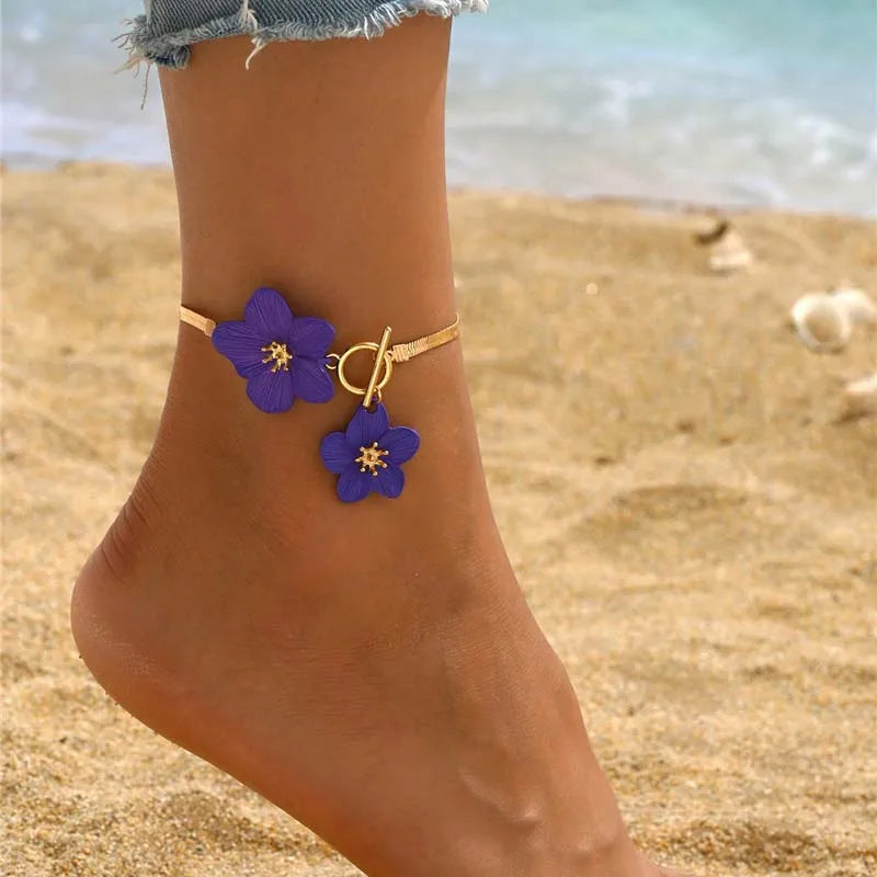 レディース向けファッション桜チャームアンクレット 夏ビーチアクセサリー ゴールドカラーチェーンアンクレット レッグブレスレット ウェディングギフト