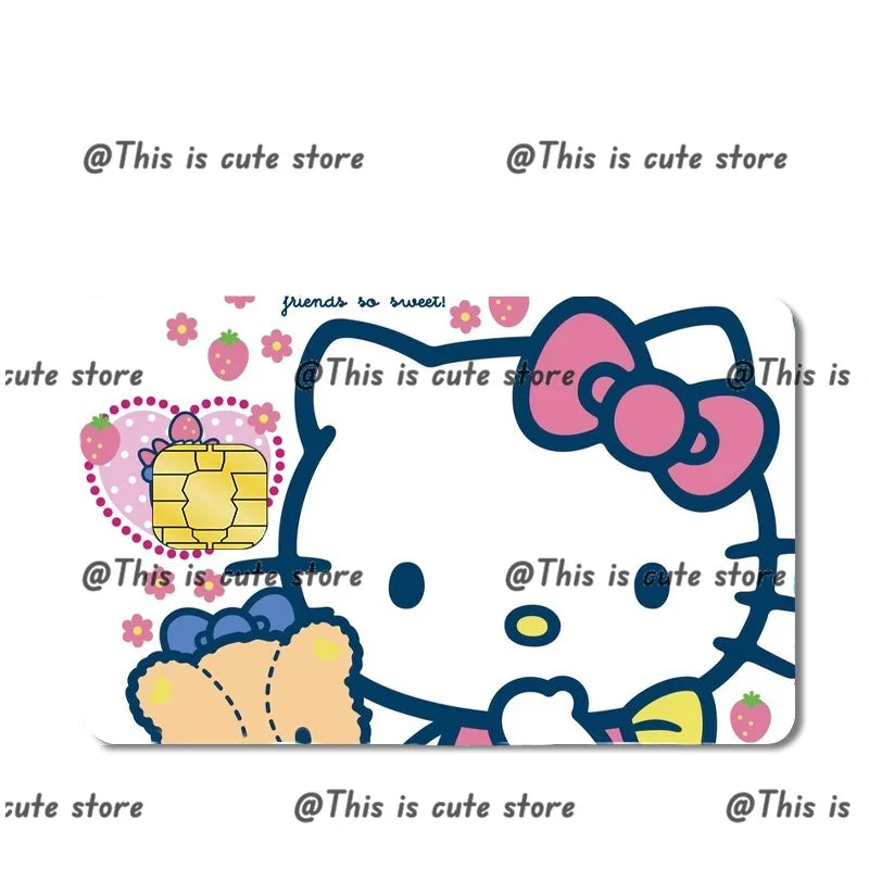 Sanrios Hello Kittys Kuromi Credit Card Skin Stickers for Bank Card Bus Anime Rilakkuma Metro Card Sticker Waterproof Girls Gift