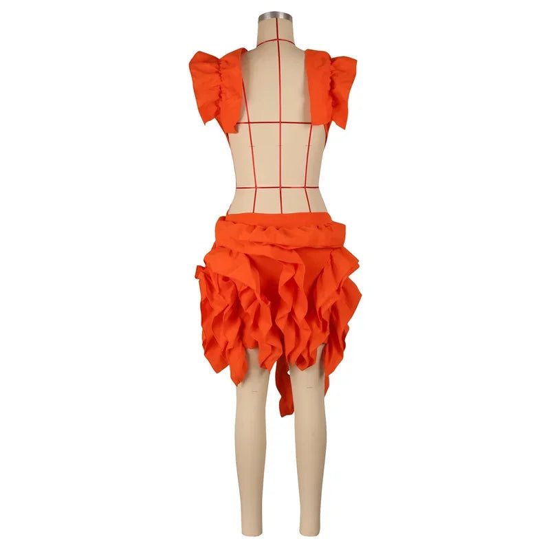 Sexy Off the Shoulder Backless Party Dresses Women Evening Celebrity Ball Gown Dress Birthday Nightclub Ruffles Prom Mini Dress
