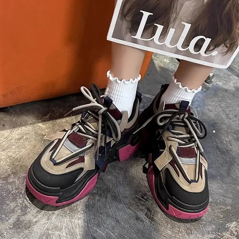 Sneakers Woman Footwear High on Platform Athletic Sports Spring Autumn Shoes for Women Trends 2024 Deals Korean New Casual Light
