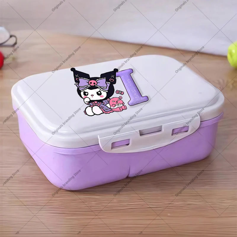 Kuromi 26 Letters Lunch Box Kawaii Girl Portable Bento Rice Boxs Student Hermetic Food Crisper Single Layer Capacity Kids Gift