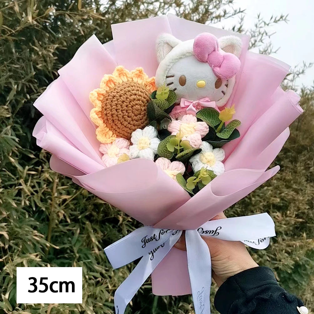 Hello Kitty Cartoon Plush Bouquet Anime Rose Soap Flowers Doll Home Wedding Decoration Christmas Valentine's Day Gift