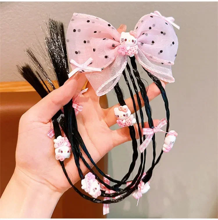 Sanrio cartoon kuromiMy melodyHello kittyCinnamoroll anime wig braid cute sweet cool girl boxing braid hair rope headwear kawaii