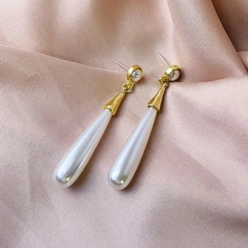 925 Silver Needle Korean Fashion Water Drop Pearl Earrings For Women Jewelry 2025 Trending New Women's Elegant Palace Earrings