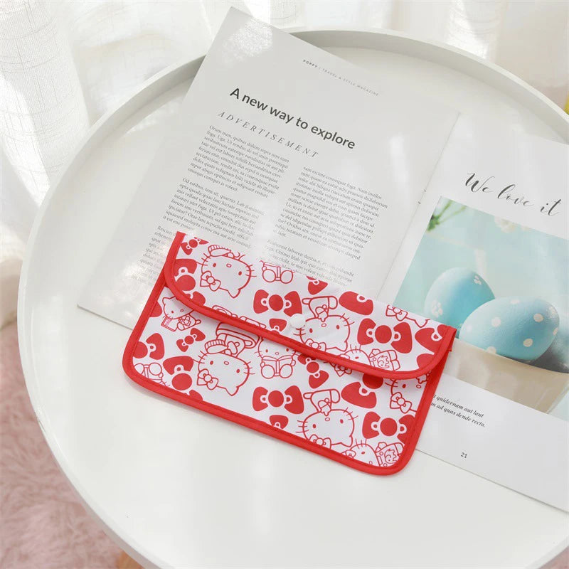 Sanrio Kuromi Waterproof Mask Storage Bag Melody Portable Small Item Storage Bag Cosmetic Bag Oxford Cloth Receipt Bag