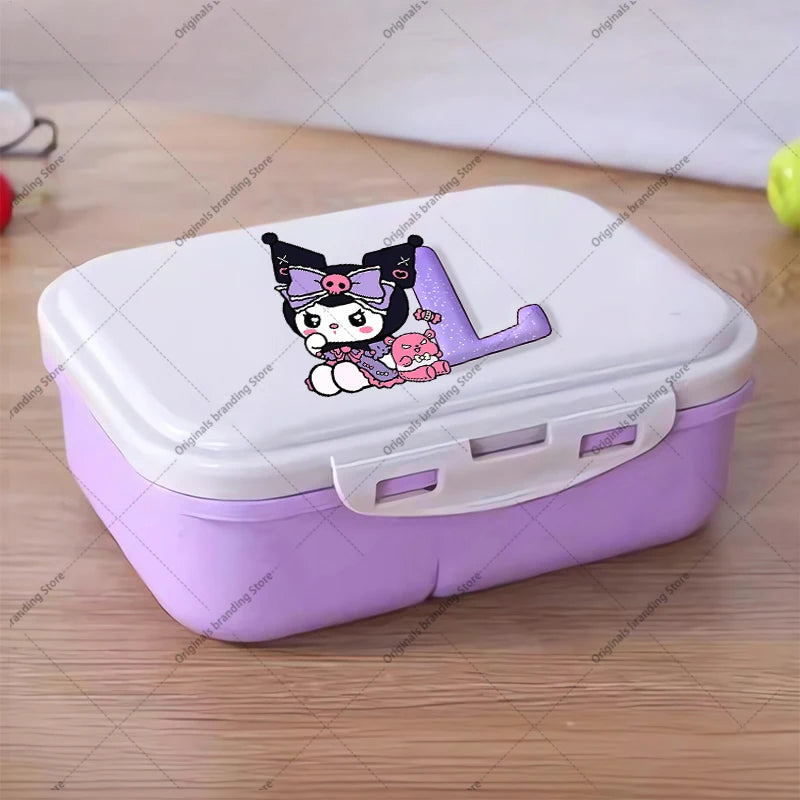 Kuromi 26 Letters Lunch Box Kawaii Girl Portable Bento Rice Boxs Student Hermetic Food Crisper Single Layer Capacity Kids Gift