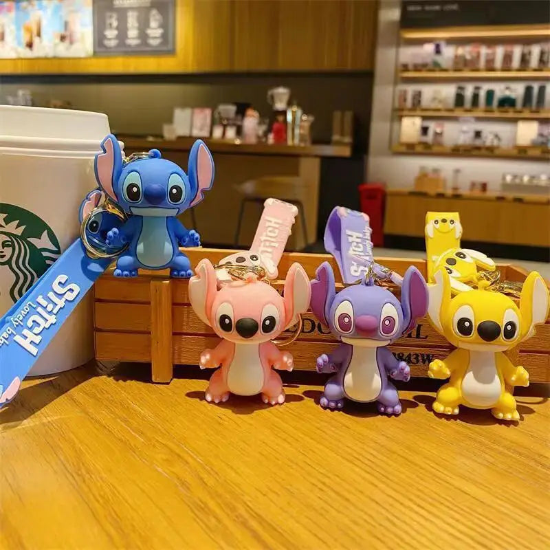 Anime Disney Lilo & Stitch Keychain Cartoon Stitch Toys Keychian Pendant Sweet Keychians Women Car Keyring Girl Birthday Gift