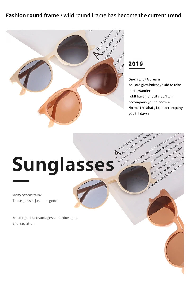 2022 Sunglasses for Women Men Retro Round Full Frame Sun Glasses Female Brand Design Fashion Oversized Shades Eyewear UV400