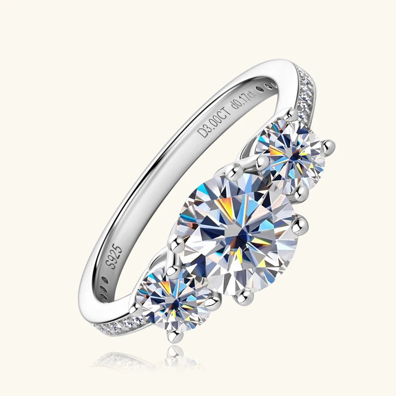 RAPRGOLD All Round Moissanite Promise Ring for Women Solid s925 Sterling Silver Wedding Rings Engagement Band Fine Jewelry Gifts