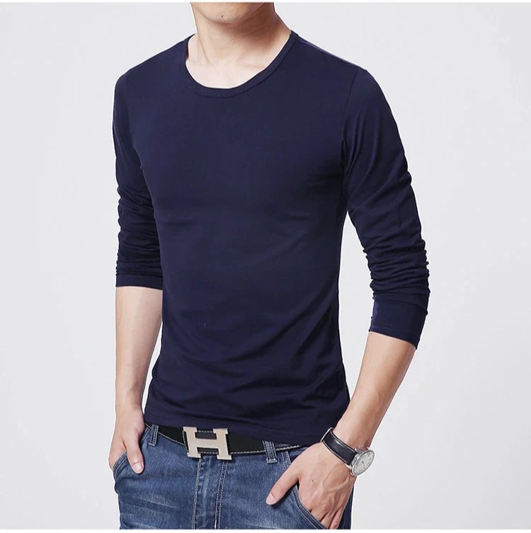2025 MRMT 新品 メンズ Tシャツ 長袖 スリム メンズ Tシャツ 若者向け 純色 トップス Tシャツ Oネック 男性 ボーイズ Tシャツ