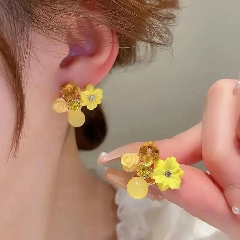 925 Silver Needle Korean Fashion Dream Colorful Crystal Earrings For Women Jewelry 2025 Trending Luxury Cube Sugar Stud Earrings