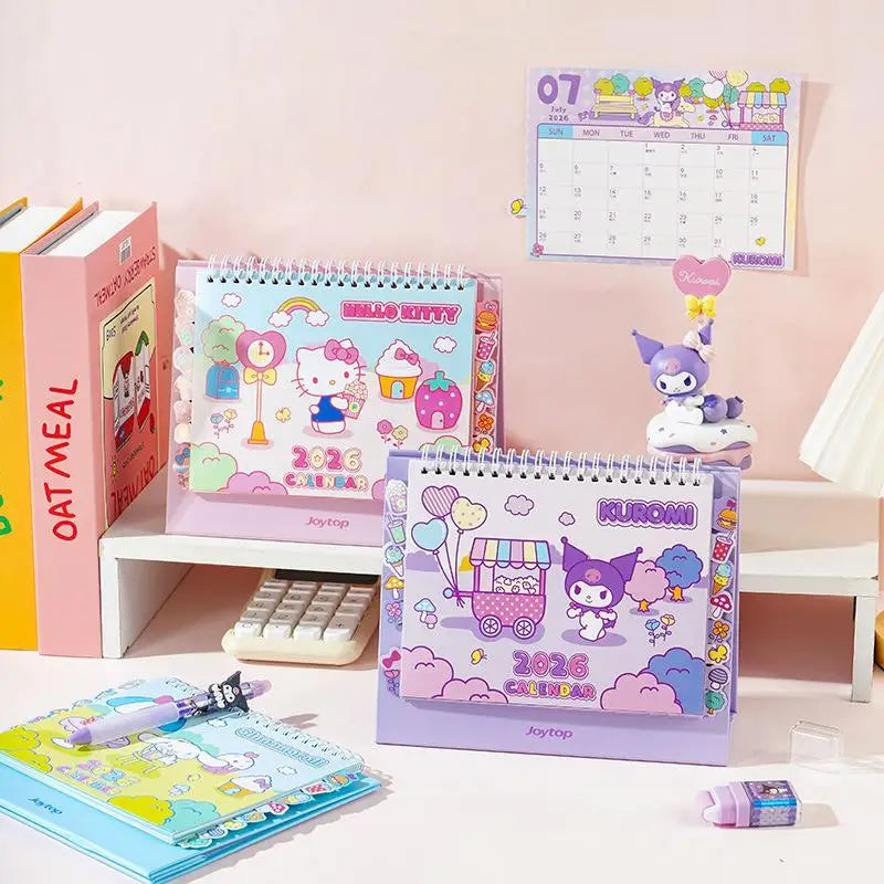 Sanrio Hello Kitty Desk Calendar Daily Schedule Desktop Decoration Kuromi Melody Schedule Plan Cartoon Room Ornament Kids Gifts