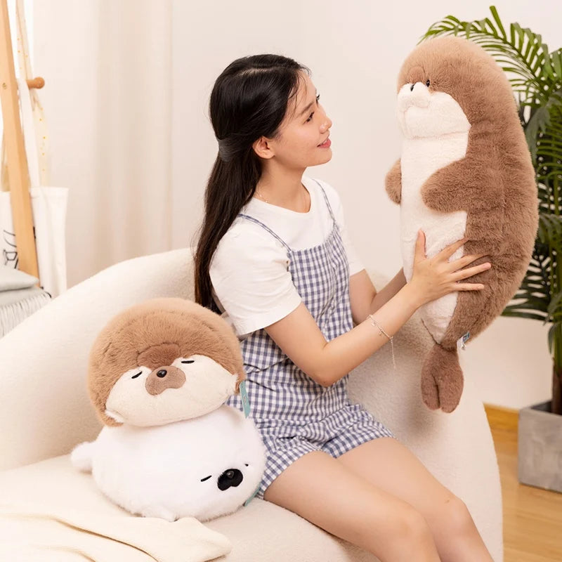 高品質 本物 かわいい 漫画 海の生き物 カワウソ ぬいぐるみ 枕 ヘッドセット ブルーシール カワウソ ぬいぐるみ 誕生日プレゼント