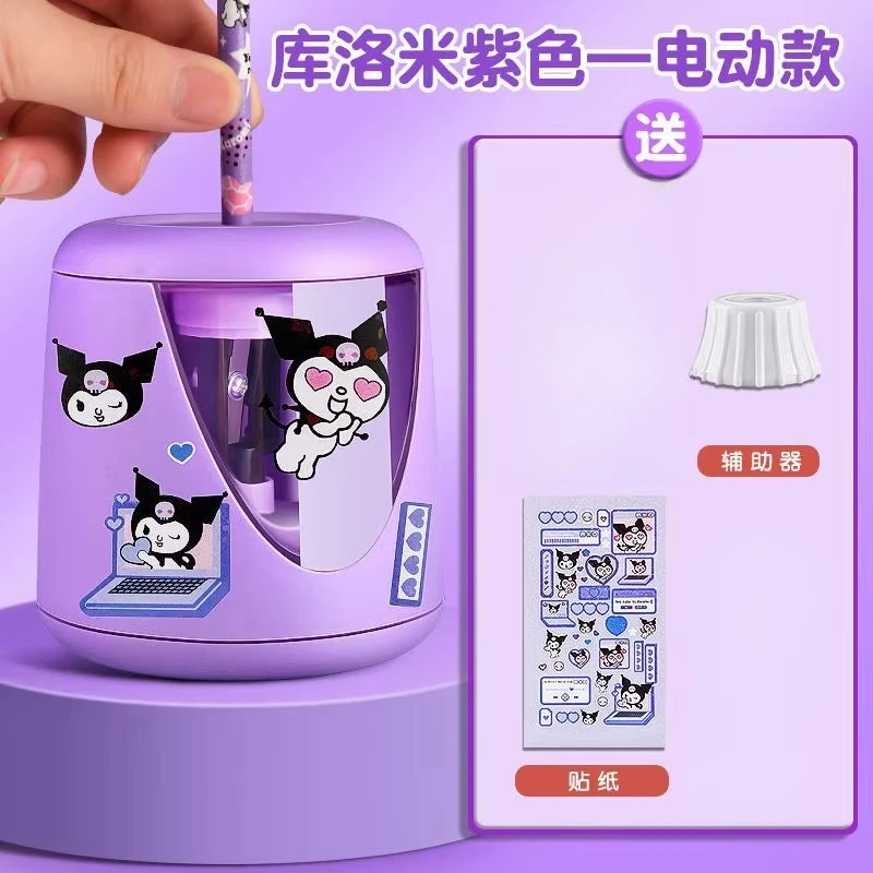 Sanrio kuromi cartoon automatic pencil sharpener children's cute electric pencil sharpener rechargeable stationery Kawaii gift