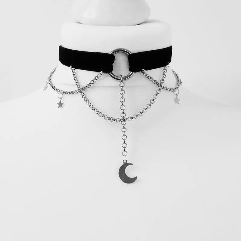Velvet Clavicle Chain Fashion Necklace Moon Exquisite And Aesthetic Simple Cute Girl Pendant Necklace