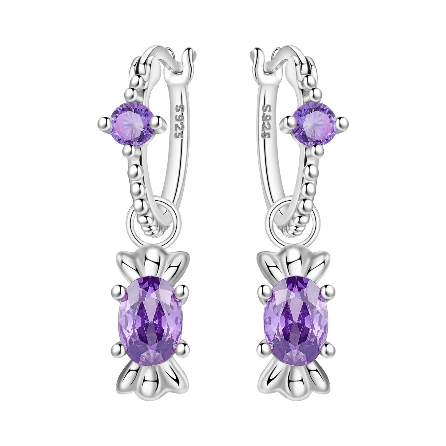 Orstarry 925 Sterling Silver Purple Zircon Candy Earrings Original Jewelry Drop Earrings Jewelry Party Anniversary Gifts