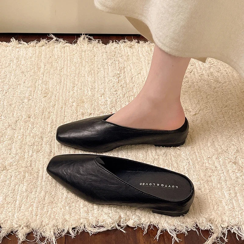 Women Slippers 2025 New Square Toe Elegant Sandals Women Summer Luxury Designer Shoes Comfortable Slip on Slippers Slides Women