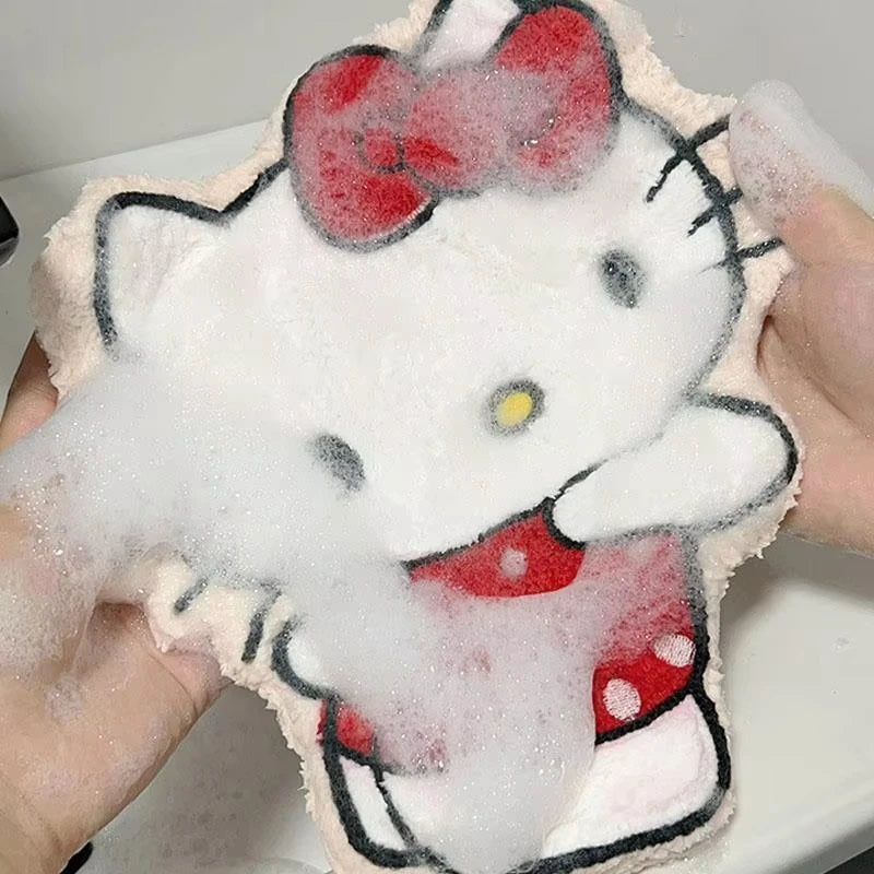 Hello Kitty Coral Fleece Hand Towel Melody Pom Pom Purin Quick Drying Water Absorbent Soft Bathroom Kitchen Towel KidGift