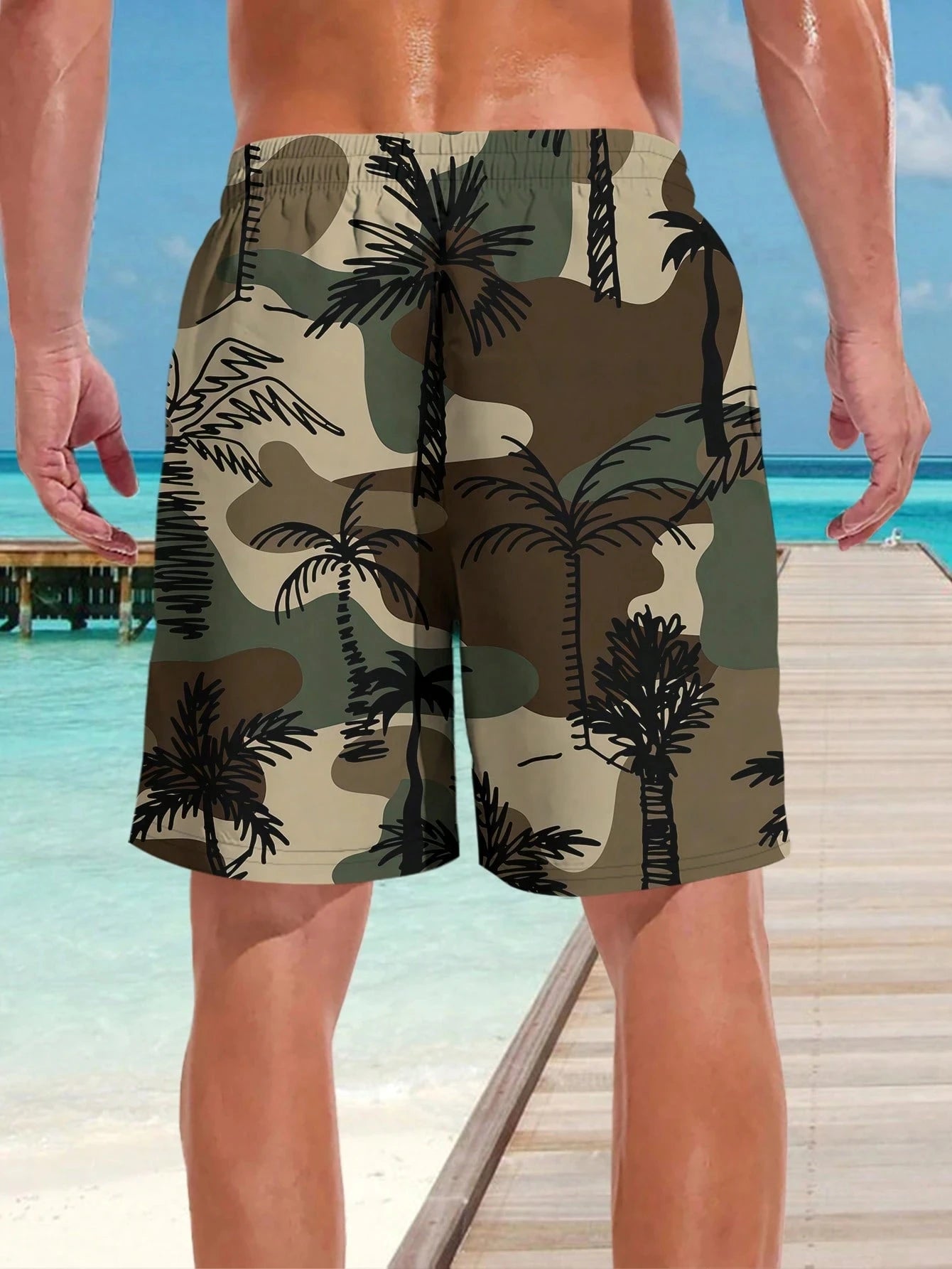 2025 Summer Beach Shorts Camouflage 3D Printed Hawaiian Vacation Style Men's Casual Board Shorts Swim Breathable Tactical Shorts