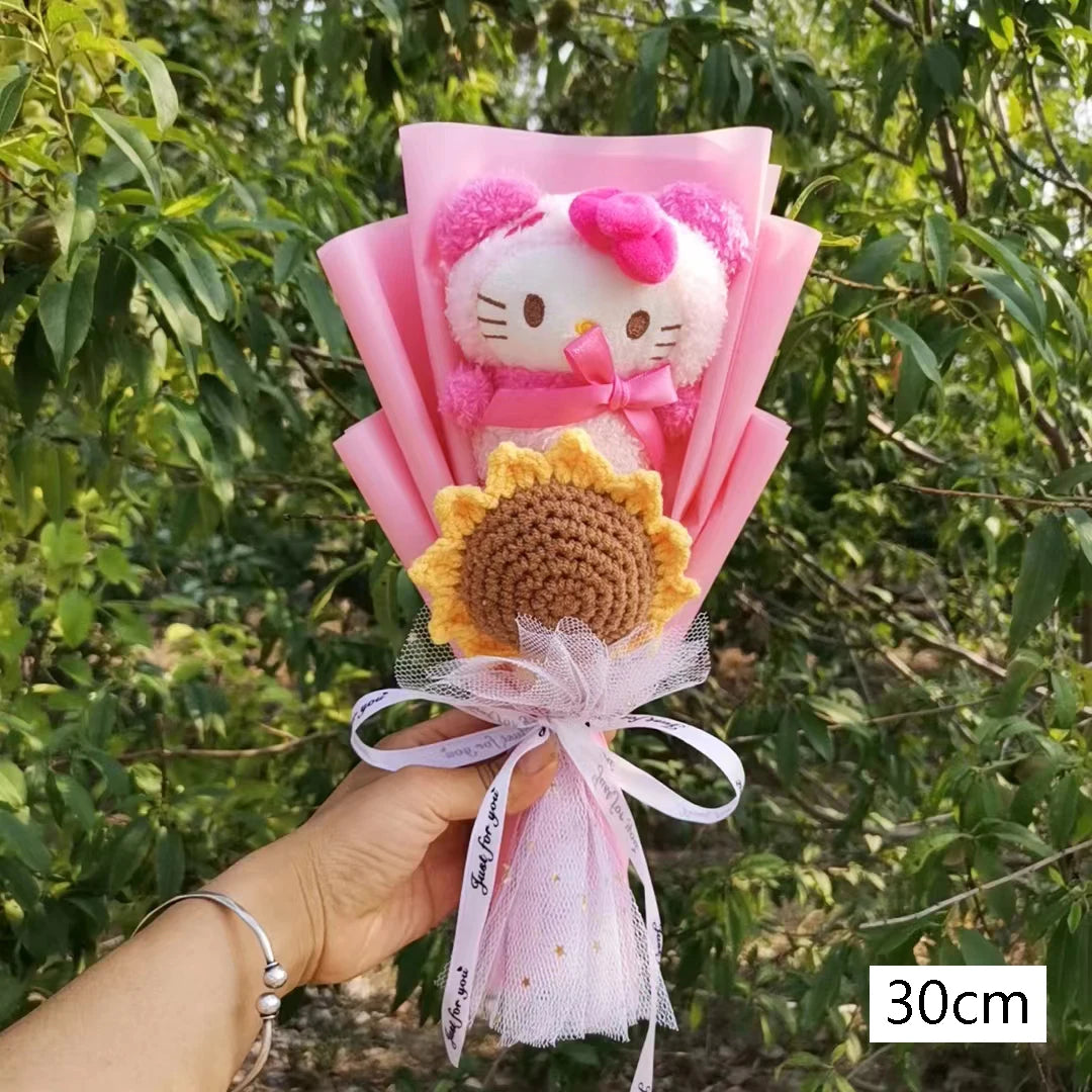Hello Kitty Cartoon Plush Bouquet Anime Rose Soap Flowers Doll Home Wedding Decoration Christmas Valentine's Day Gift