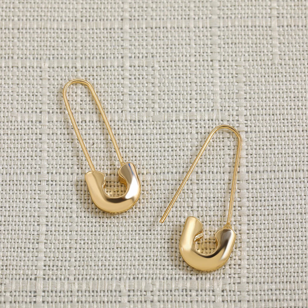 Minimalist Safety Pin Shape Leverback Earrings for Women U-shaped Gold Plated Lock Pendant Pierced Earring Jewelry Accessories