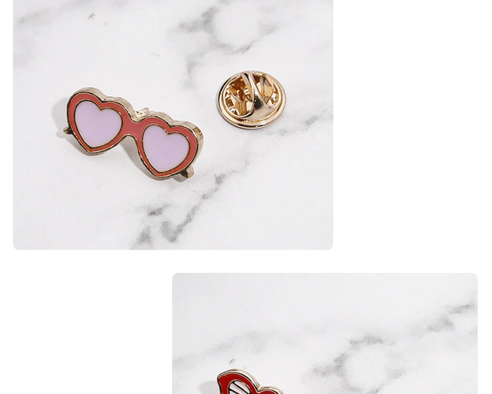 Summer Beach Sunglasses Brooch Fashion Personality Enamel Pins for Vacation Girl Women Backpack Hat Lapel Pin Jewelry Decoration