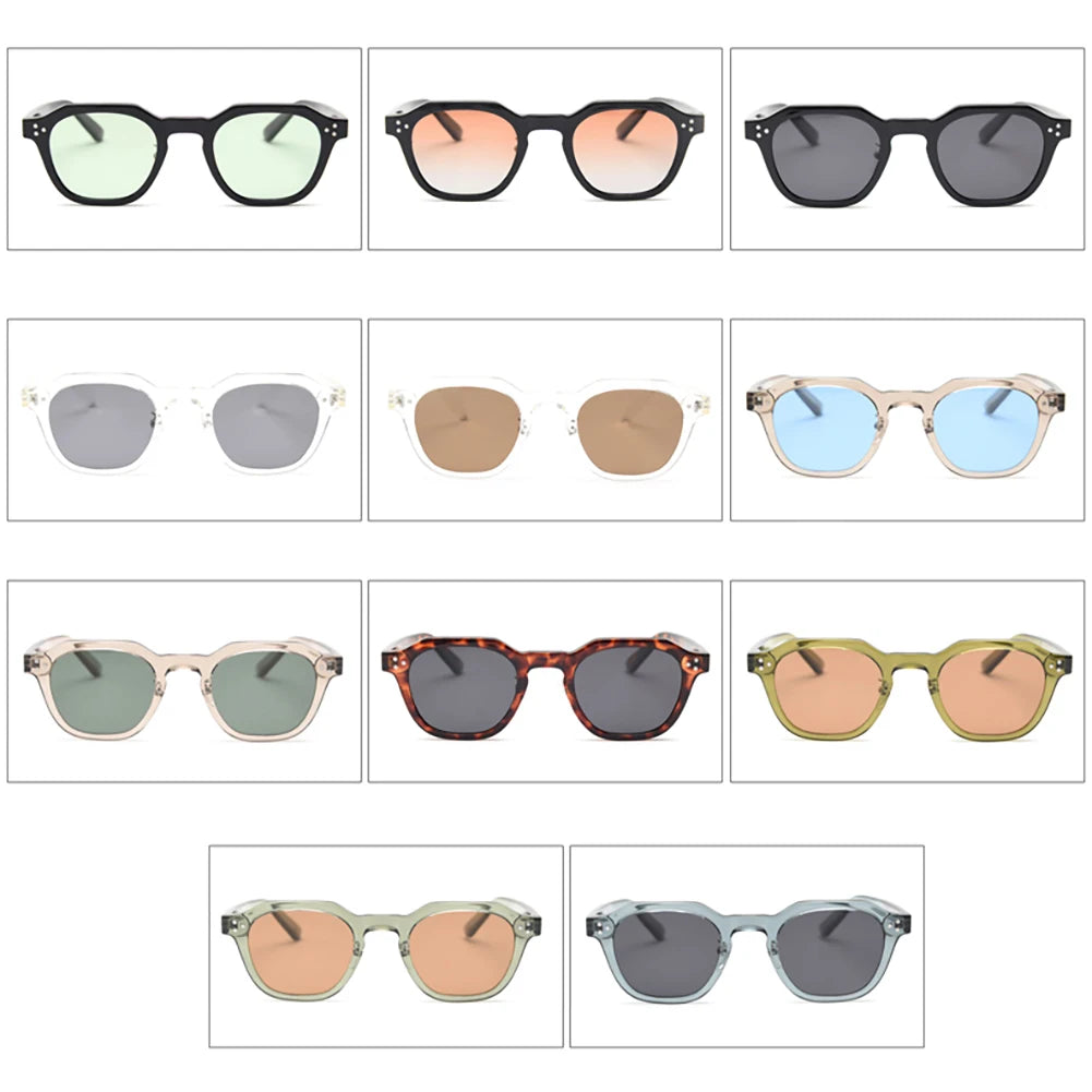 Peekaboo korean style retro sun glasses for women TR90 frame polygon polarized sunglasses uv400 male green brown 2023 summer