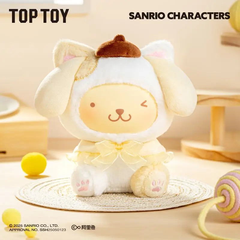 Toptoy Genuine Sanrio Family Cute Cat Series Hello Kitty Kuromi Melody Cinnamoroll Pompompompompurin Anime Blind Box Toy Gift