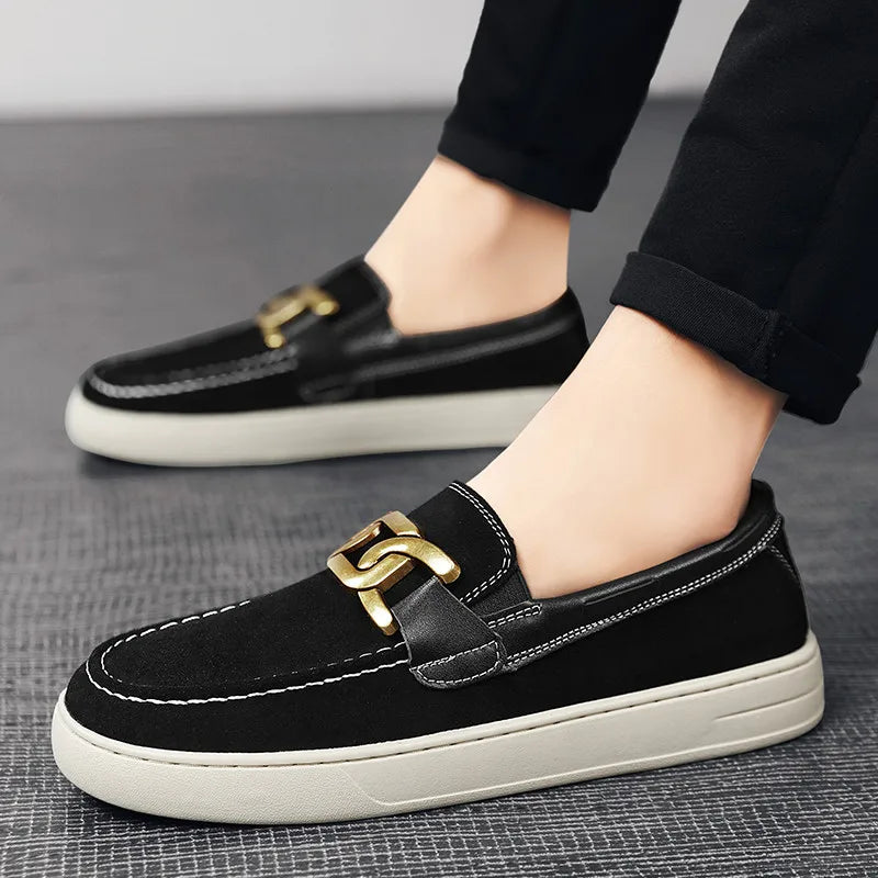 Black Loafers Shoes For Men Luxury Slip-on Shoes Men Unisex Breathable Casual Leather Shoes Man Driving Shoes Zapatos Hombre