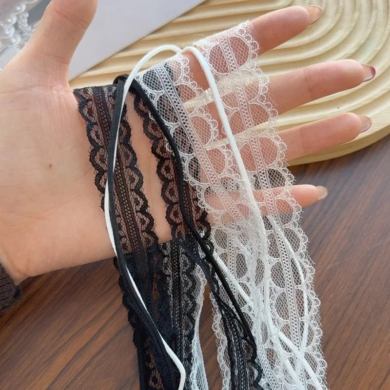 Fashion Choker Necklace for Women Sexy Black White Lace Bowknot Pendant Short Clavicle Chain Gothic Chokers Aesthetic Jewelry