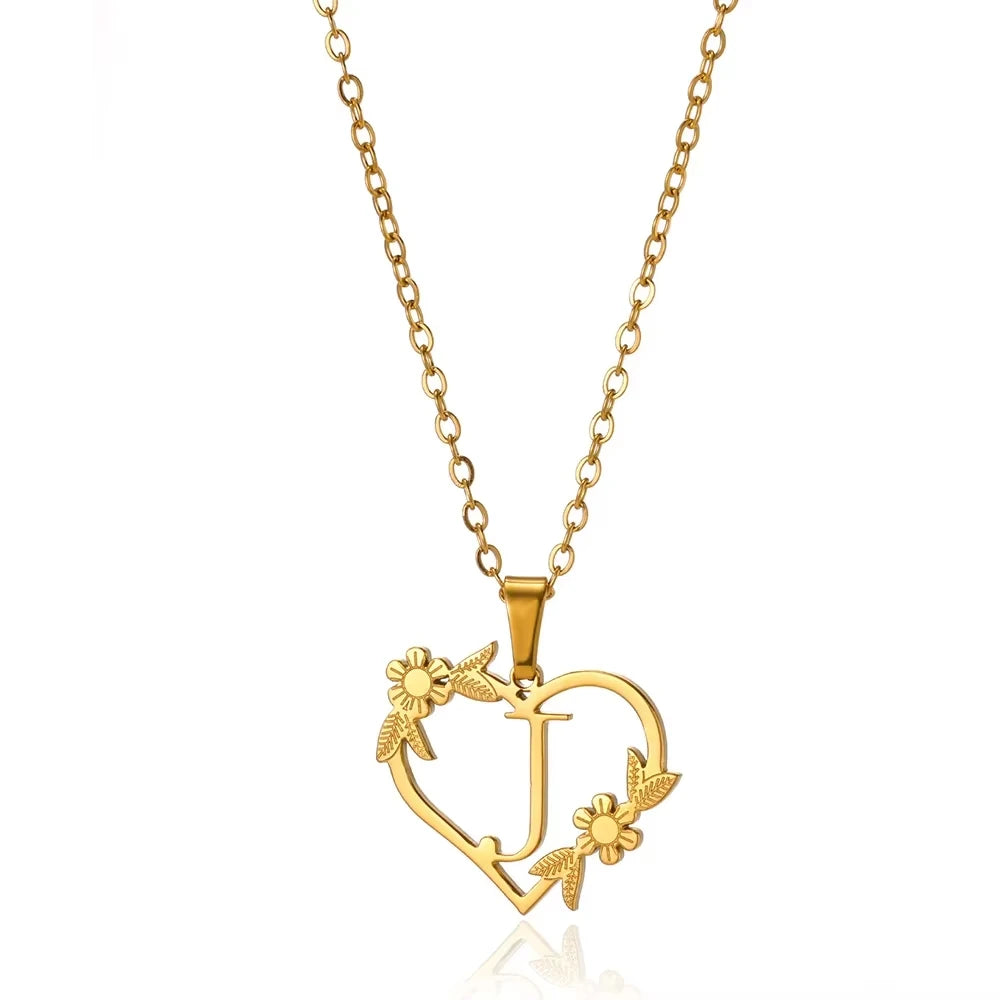 Initial Letter Stainless Steel Pendant Necklace for Women Fashion Gold Color Chain A-Z Alphabet Clavicle Necklaces Jewelry Gift