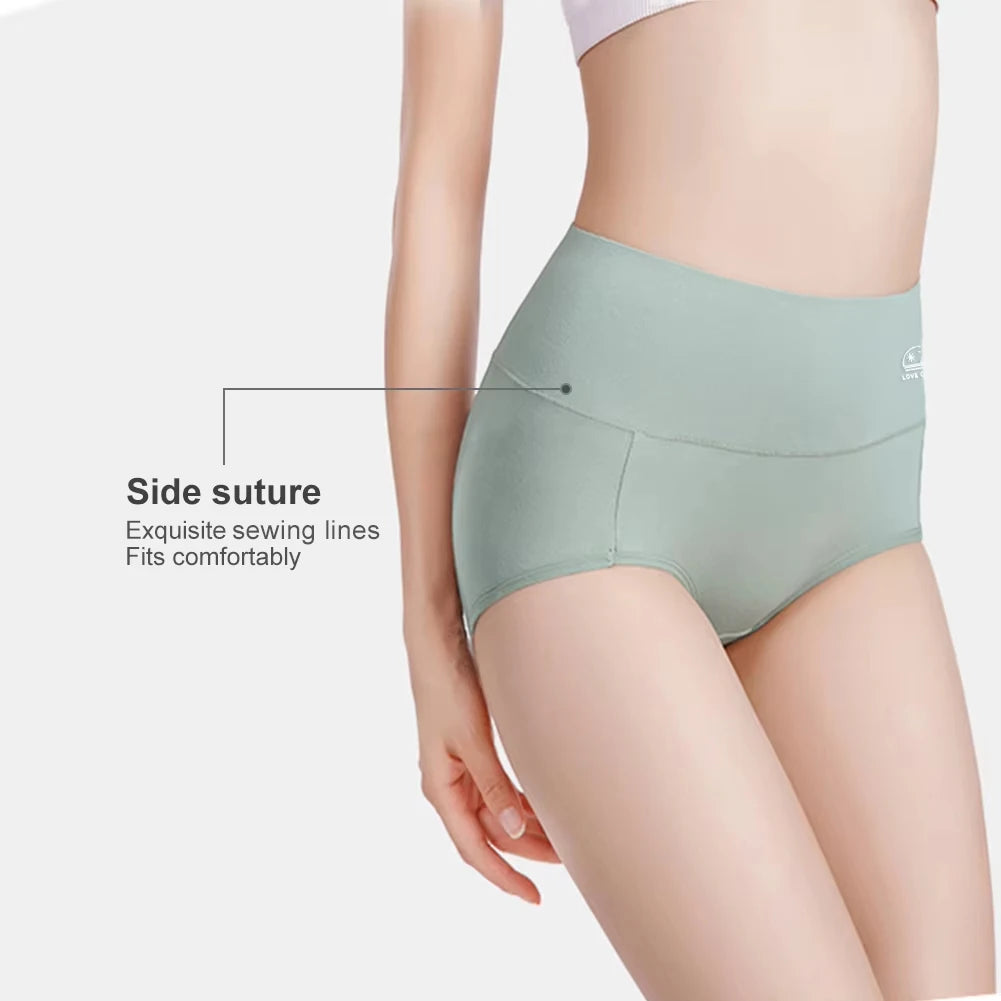 5PCS/Set M-XXXL High Waist Pure Cotton Panties Women Briefs Underwear Girls Panties Cotton Crotch Female Lingerie