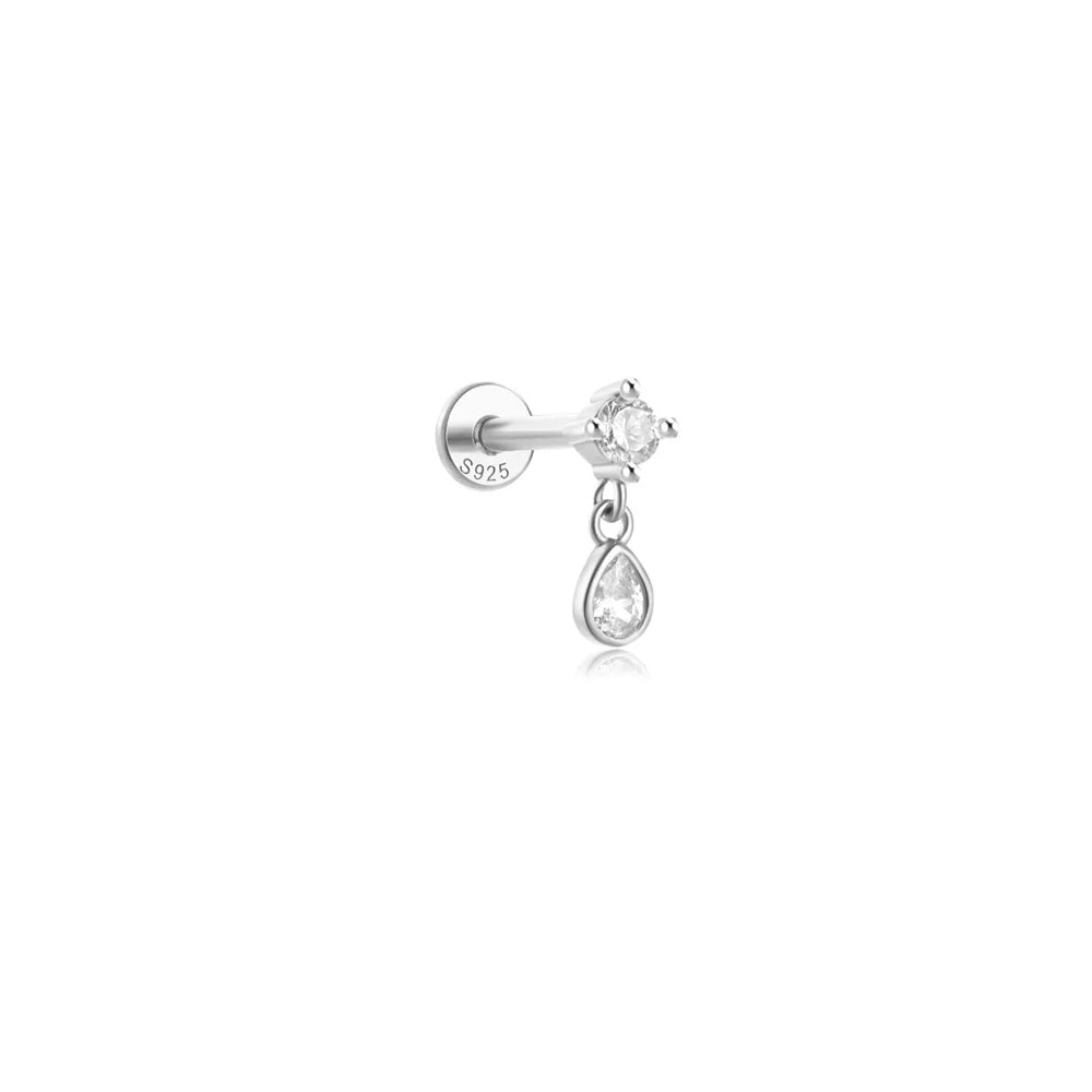 Aide 925 Sterling Silver 1pc Geometry Multi Piercing Stud Earrings For Women K Gold Simple Elegant Tassel Jewelry Gift Pendiente