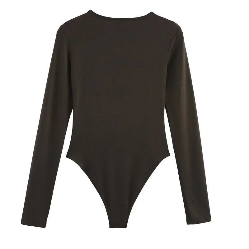 TRAF Woman 2025 Bodysuits Long Sleeve Black Body For Women Spring Summer Slimming Bodysuit Lingerie One Piece Thong Bodysuit