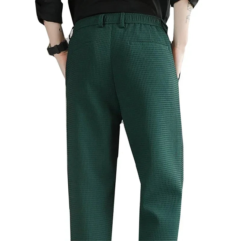 Men's Suit Pants, Fashion Slim Trousers, Korean Style Young Man Pantalones Hombre Black White Khaki Brown Pant, 2025 New