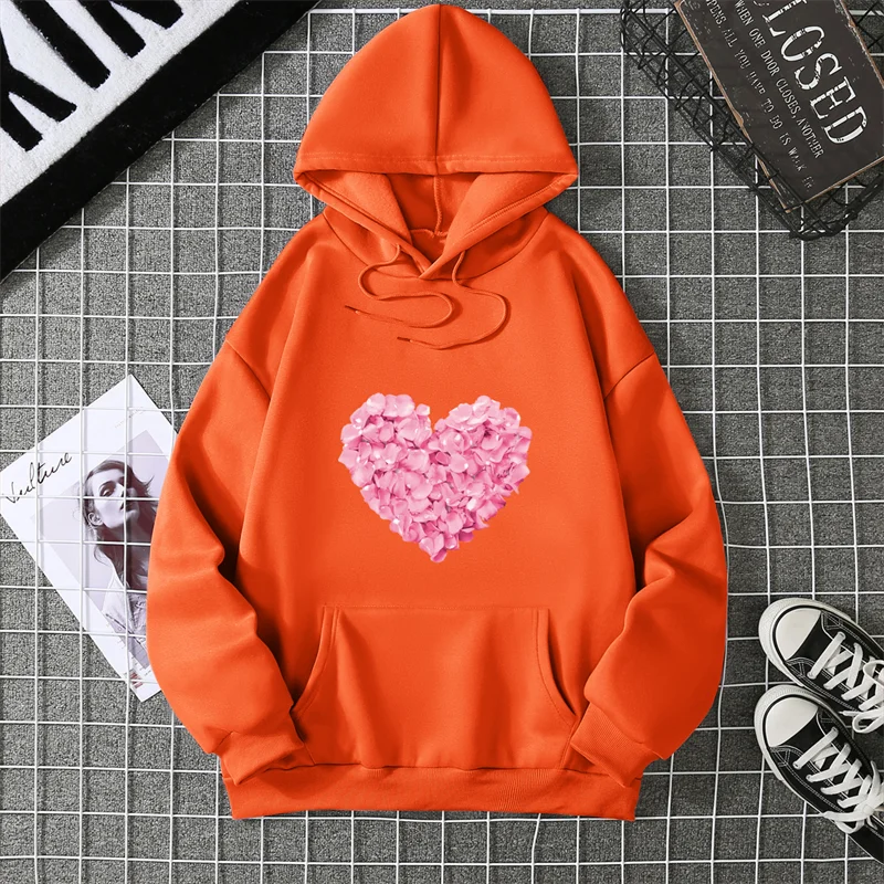 2025 Heart Shape Print Graphic Hoodies Cute Clothing Fashion Loose Pullover Sweatshirt Casual Girl Hoody Tops CYXX281