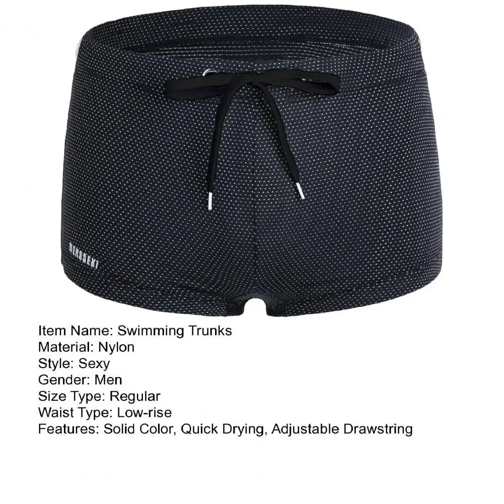 Summer Men Swim Shorts Low-rise Swimwear Beach Tight Swimming Trunks With Waist Tie Swimsuit Sports Surf Shorts Trunks 남자 수영복