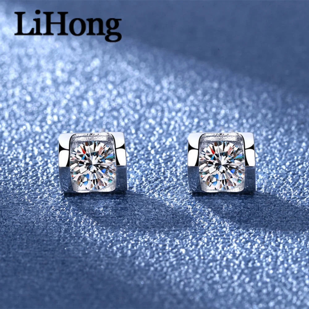 925 Sterling Silver Earrings Angel Kiss Inlaid With 1 Carat Zircon Heart-Shaped Elegant Jewelry For Women