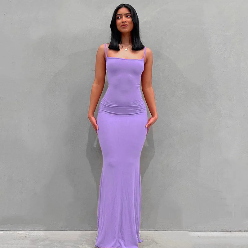 Satin Slip Sleeveless Backless Maxi Dress Women 2025 Y2K Summer Bodycon Elegant Sexy Outfits Ladies Birthday Party Club Sundress