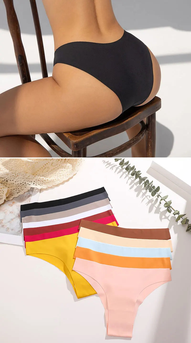 FINETOO 6Pcs/Set Ice Silk Seamless Underwear Low Waisted Brazilian Pants Breathable High Elasticity Lingerie Intimates Panties