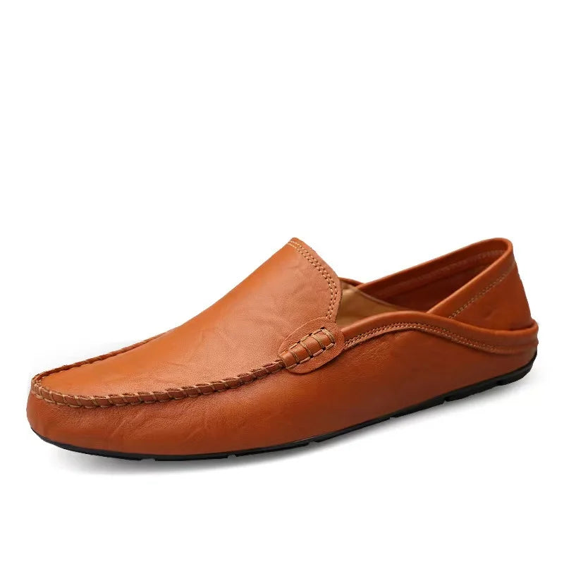 Men Loafers 2024 New Leather Shoes Men‘s Casual Shoes Moccasins Breathable Sneakers Men Driving Shoes Comfort Flats Plus Size 46