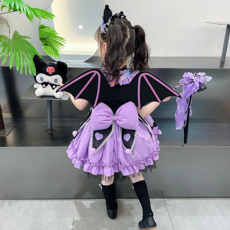 2025 Cosplay Kuromi Lolita Princess Dress Children Birthday Party Costume Summer dress Bow Puffy Skirt Dress Suit Girls Gift