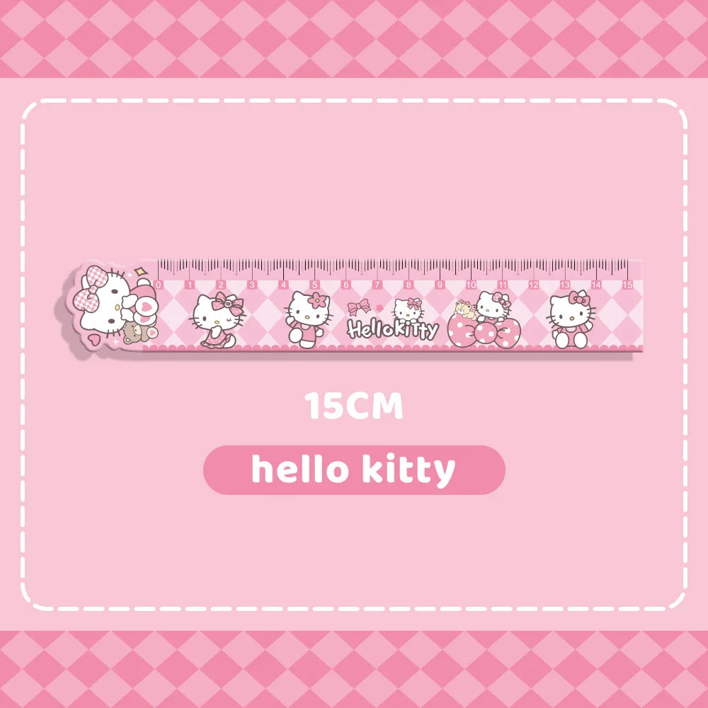 Sanrio Hello Kitty Ruler Anime Cinnamoroll My Melody Learning Measuring Ruler Cute Girl Heart Learning Stationery Kawaii Gift