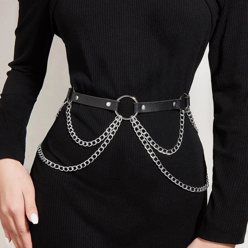 Women Sexy Leg Chain Harness garter Belt Waist Corset Belt Leather Harness Waists Thigh Harness Gothic Clothing Accessory