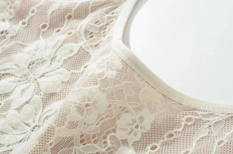 Women's Tank Double Layer Lace Bodysuit With Low Back Detail