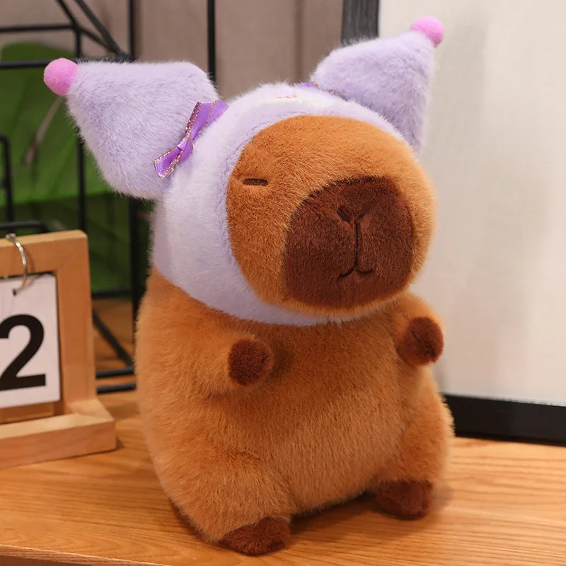 Capibara Plushies Doll Disney Stitch Pikachu Kuromi Lucifer Cat Hat Capybara Plush Toy Cartoon Stuffed Animal Doll Xmas Gifts