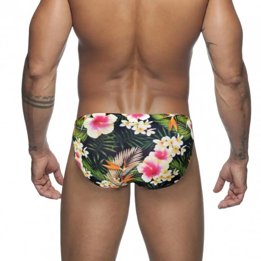 Sexy Floral Print Swimwear Men Beach Shorts Board Surfing Shorts Swimming Trunks Push Up Pad Men Swimsuits Sunga Bathing Suits