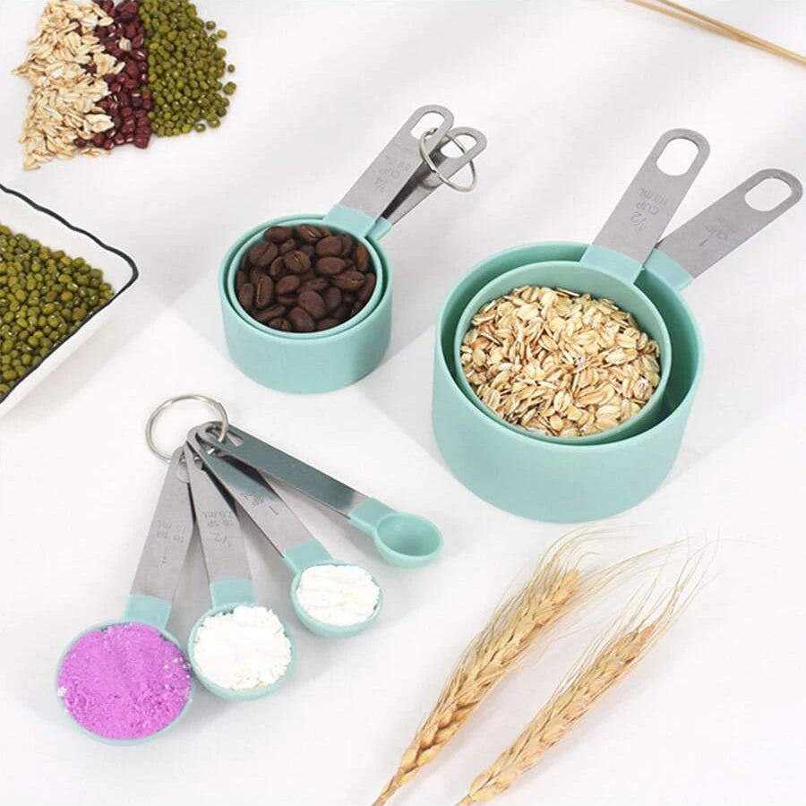 4PCS/8PCS plastic measuring cup Spoon Set Stainless Steel handle Kitchen Baking Tools Accessories Weighing gadgets